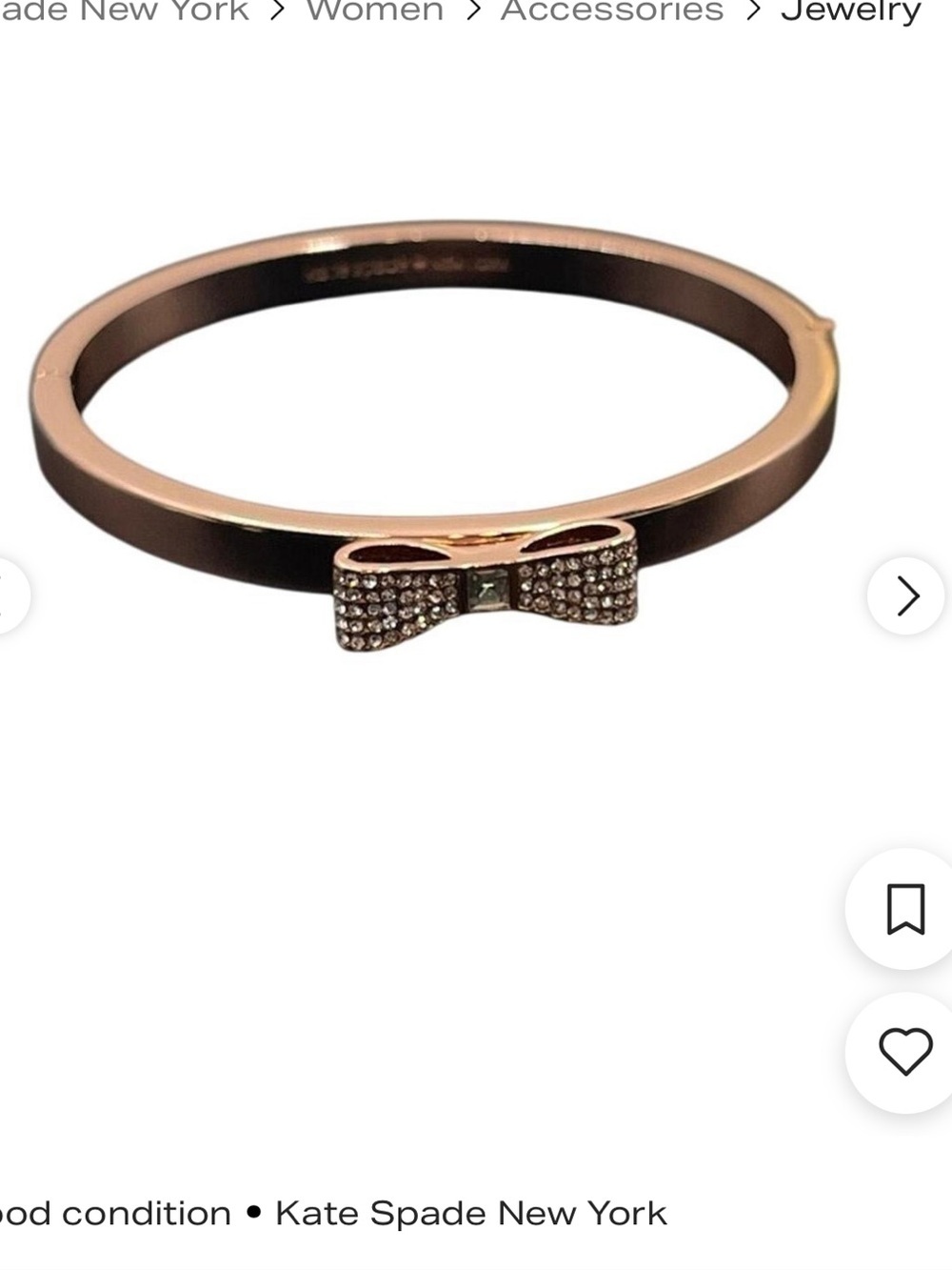 kate spade Rose Gold Crystal Bow Bangle Bracelet